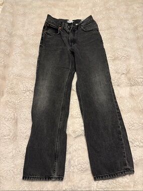 Zara Women's Washed Black Straight Jeans